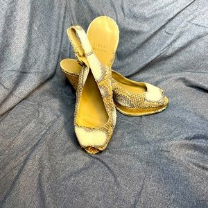 Stuart Weitzman python wedge cork heel snake print